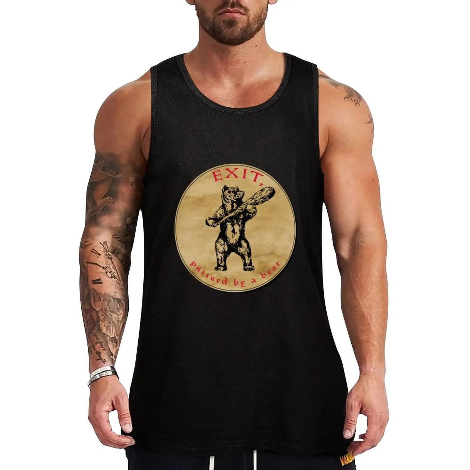 

Shakespeare's Exit, pursued by a bear stage direction from A Winter's Tale Tank Top muscular man bodybuilding men T-shirt man