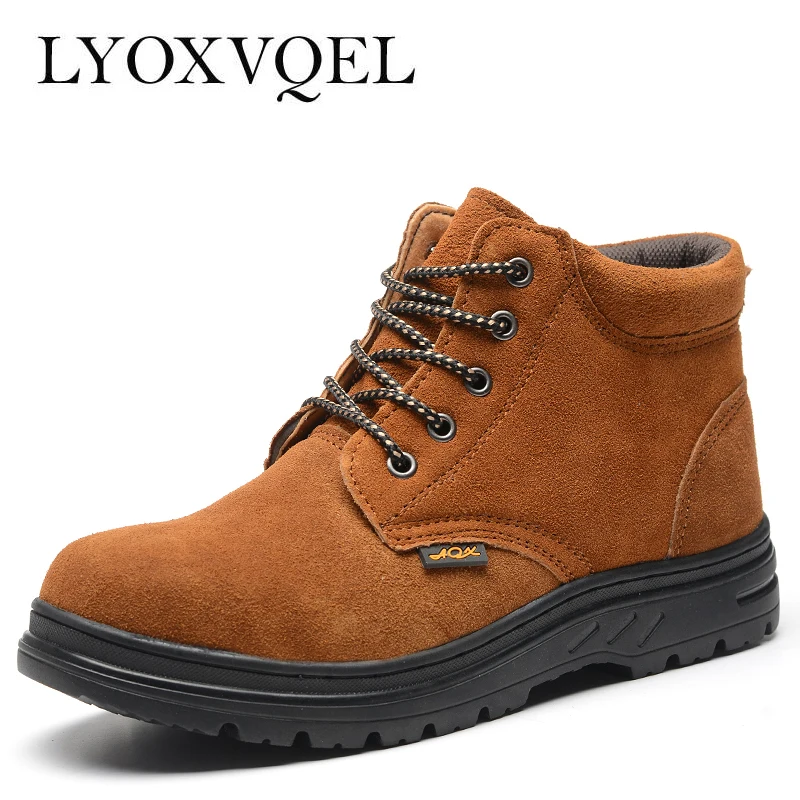 Cow suede Leather men's steel-toed safety shoes outdoor shoes slip welding work shoes tooling boots military shoes M358