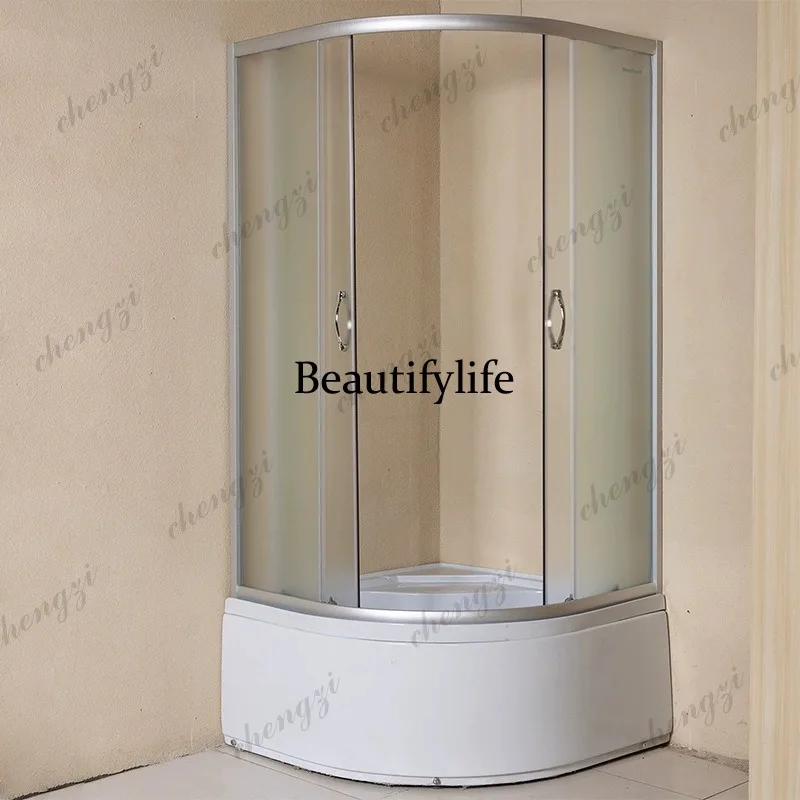 S178 arc fan simple shower room with bottom basin acrylic bathroom tempered glass shower room