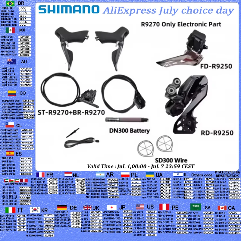 Shimano Dura ace Di2 R9270 Groupset Only Electronic Part 2x12S R9250 Front/Rear Derailleur ST BR-R9270 Road Bicycle Di2 Set