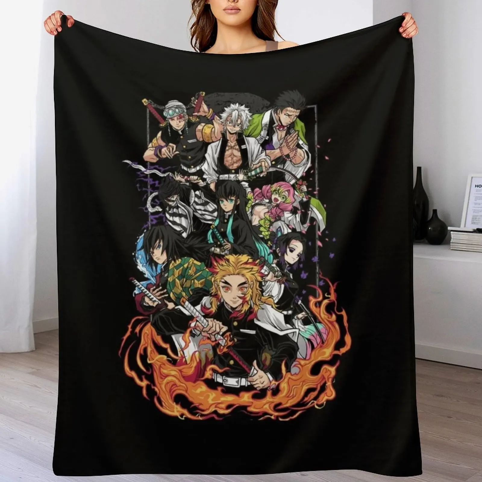 Hashira Demon Slayer T-Shirts Gift For Fans, For Men and Women Throw Blanket Soft Big Designers anime Blankets