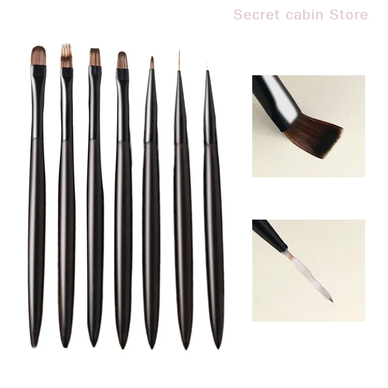 Sandalwood Handle Gradient Blooming Brushes Effect Nail UV Gel Liner Brush Drawing Pen Stripes Flower Nail Art Painting Tools