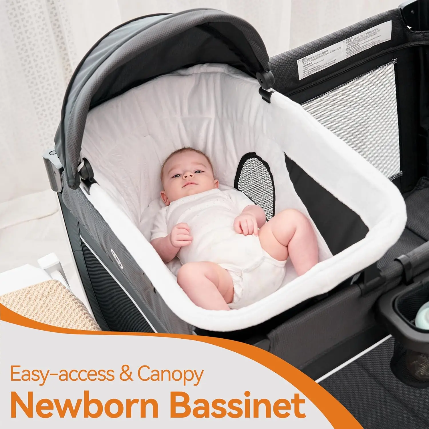 ألعاب أطفال 4 في 1 مع سرير وطاولة تغيير الحفاضات، وشبكة محمولة قابلة للتنفس ولعبة متنقلة