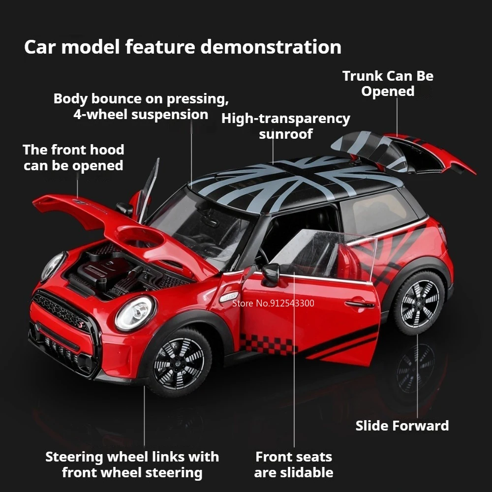 1:18 Large Mini Cooper S X5M Car Model Toy Slide Forward Shock Absorption Vehicles Models High Simulation Toys Ornament Gifts