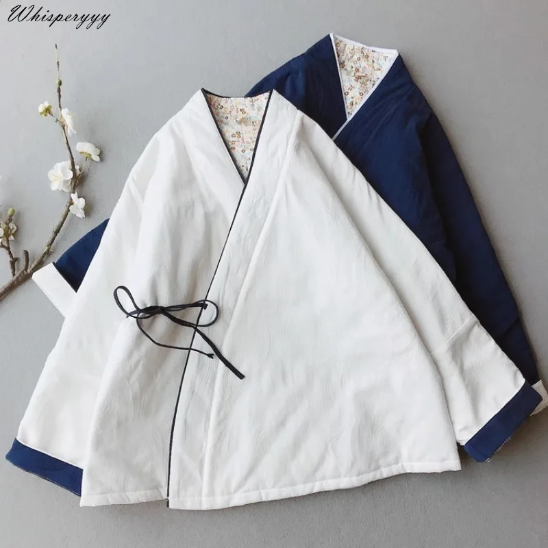 Chinese Style Retro Improved Hanfu Cotton and Linen Tie Cardigan Women\'s China Plate Buckle Top Zen Chinese Traditional Dress