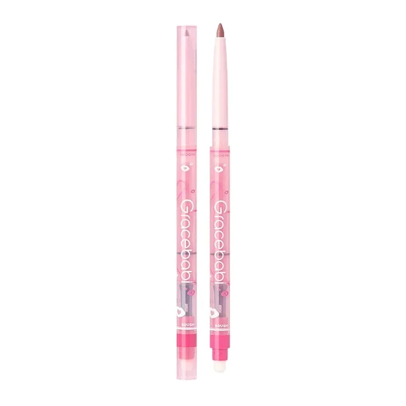 Gracebabi Mist Doodle Lip Liner Matita labbra a doppia testa Copertura duratura impermeabile Base per rossetto colorato