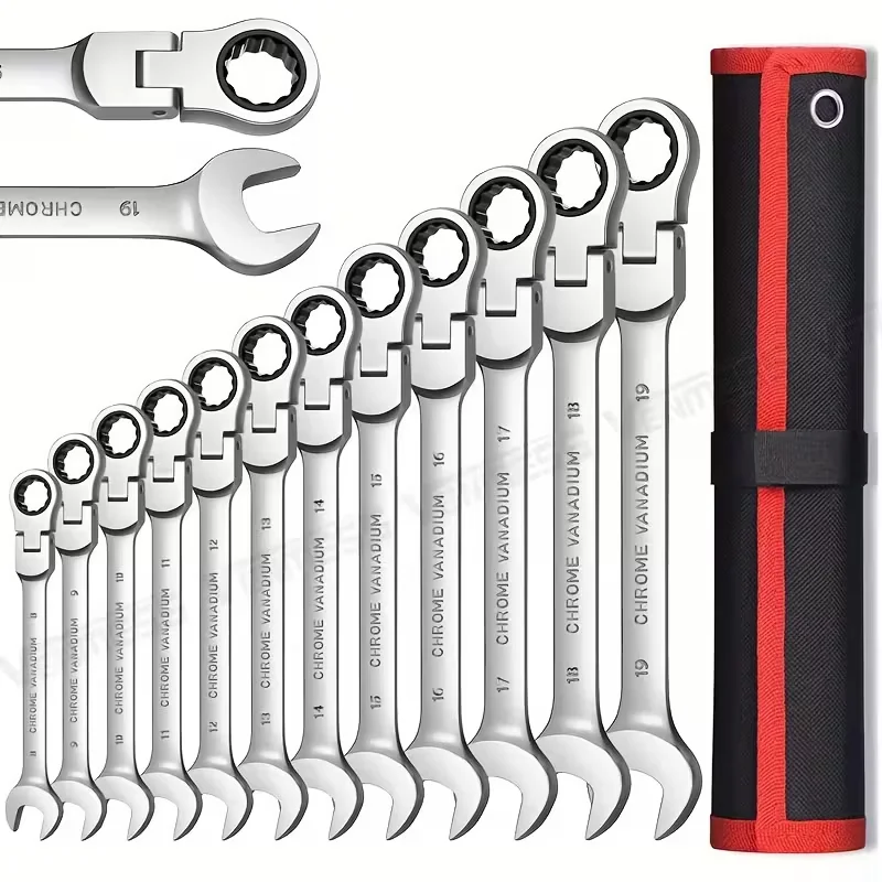 Chave Catraca Reversível de 6mm a 19mm, Ferramenta de Soquete para Porcas