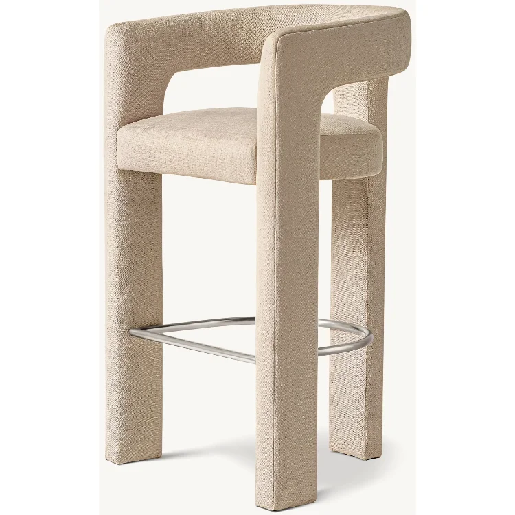 

Тканевый барный стул с открытой спинкой, роскошный деревянный стул для барной стойки, для отеля, кухонного острова, обеденной зоны