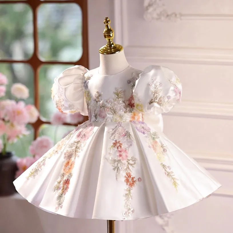 High-End-Prinzessin-Kostüm für Kinder, Klavieraufführung des Gastgebers, Geburtstag, Mädchen-Partykleider, A4685, Vestidos, Blumenmädchenkleider – Detail 5