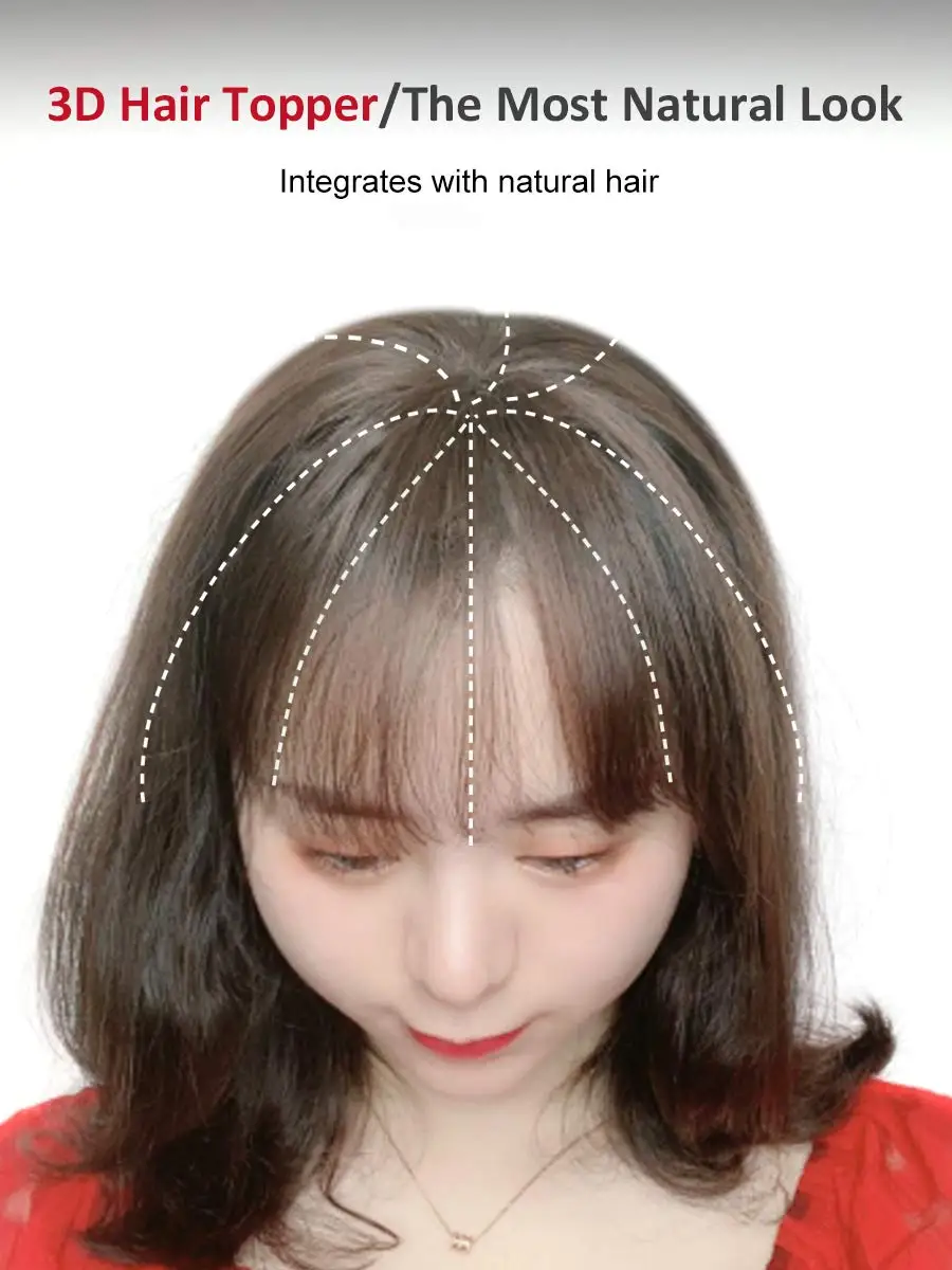 

synthetic hair fringe with hair topper clip in hair extension 3D air style light weight hair bangs