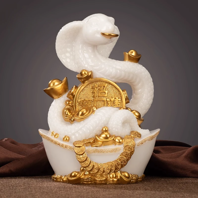 Zodiac Snake Ornament Feng Shui ornaments for attracting wealth Home decoration accessories Resin handicrafts mascot 1pcs