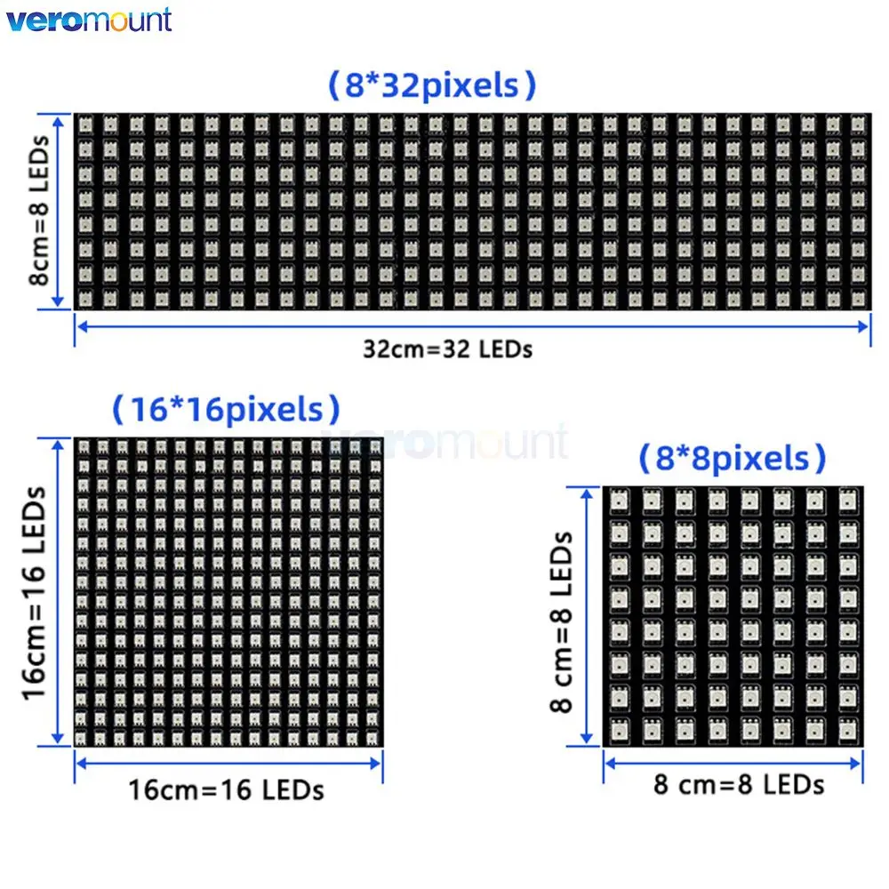 DC 12V WS2815 elastyczny RGB 5050 matryca LED wznawianie ekranu piksela Breakpoint 8x8 64 16x16 8x3 2 kolor marzeń wyświetlacz cyfrowy