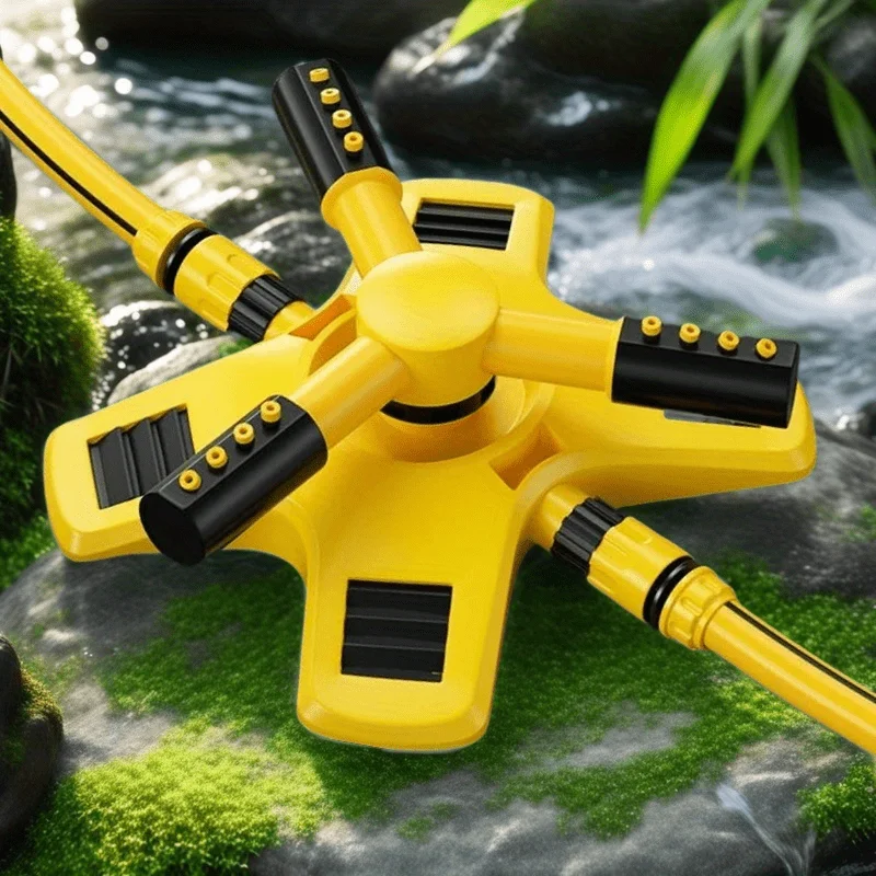 Lawn Automatic Water 360° Rotation Combination Adjustable Rotating Arms Rotary Triple Nozzle Outdoor Watering and Irrigation