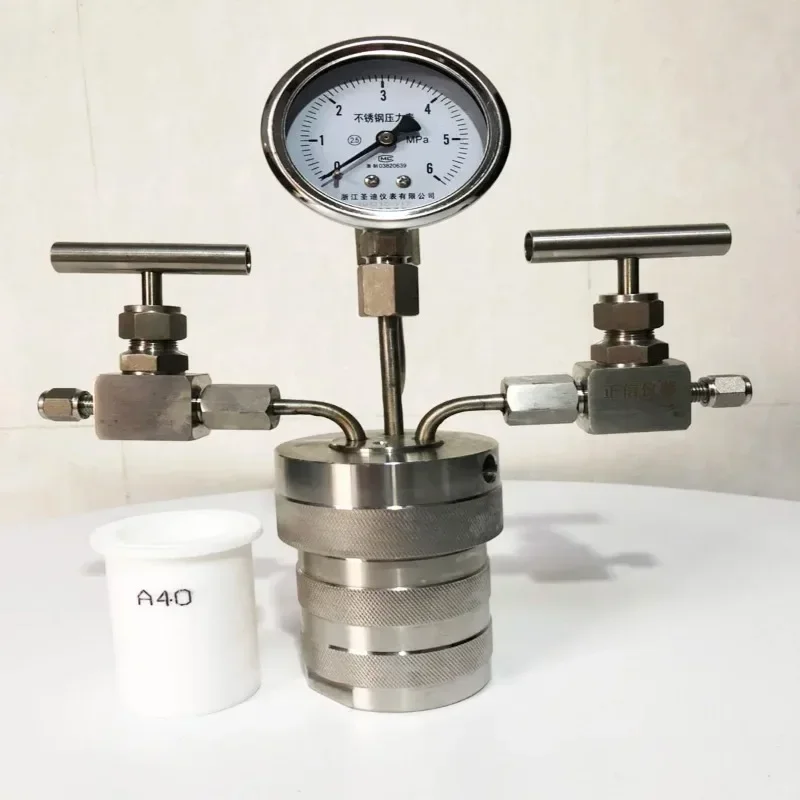 

Hydrothermal synthesis Autoclave Reactor vessel +inlet outlet gauge 100ml 6Mpa