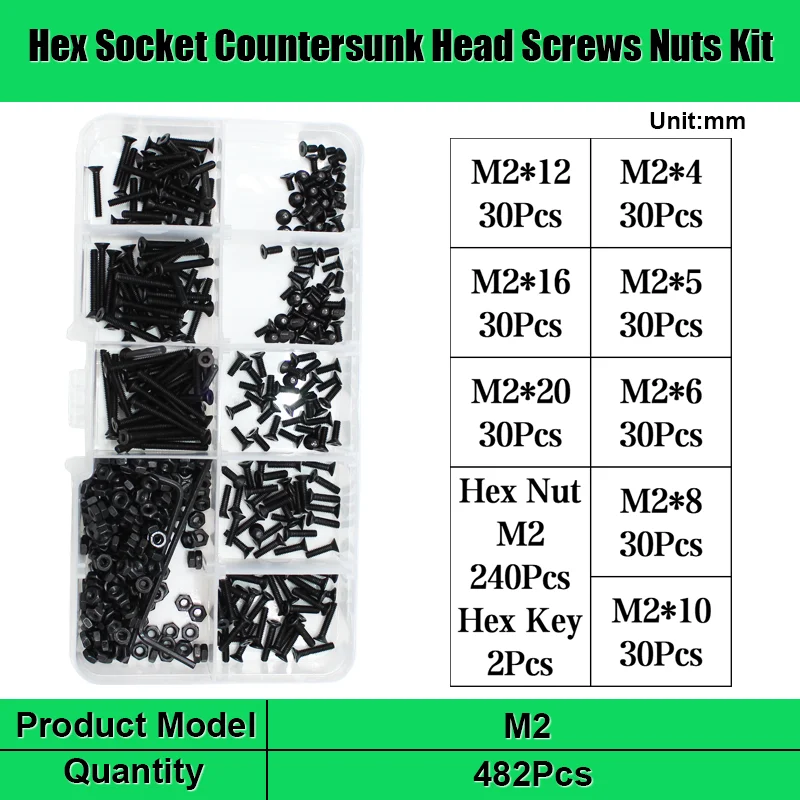 Inbus schraube und Mutter din7991 m2 m3 m4 m5 m6 schwarz Klasse 10,9 Kohlenstoffs tahl Sechs kant buchse flache Senkkopf Inbus schraube – Detail 14