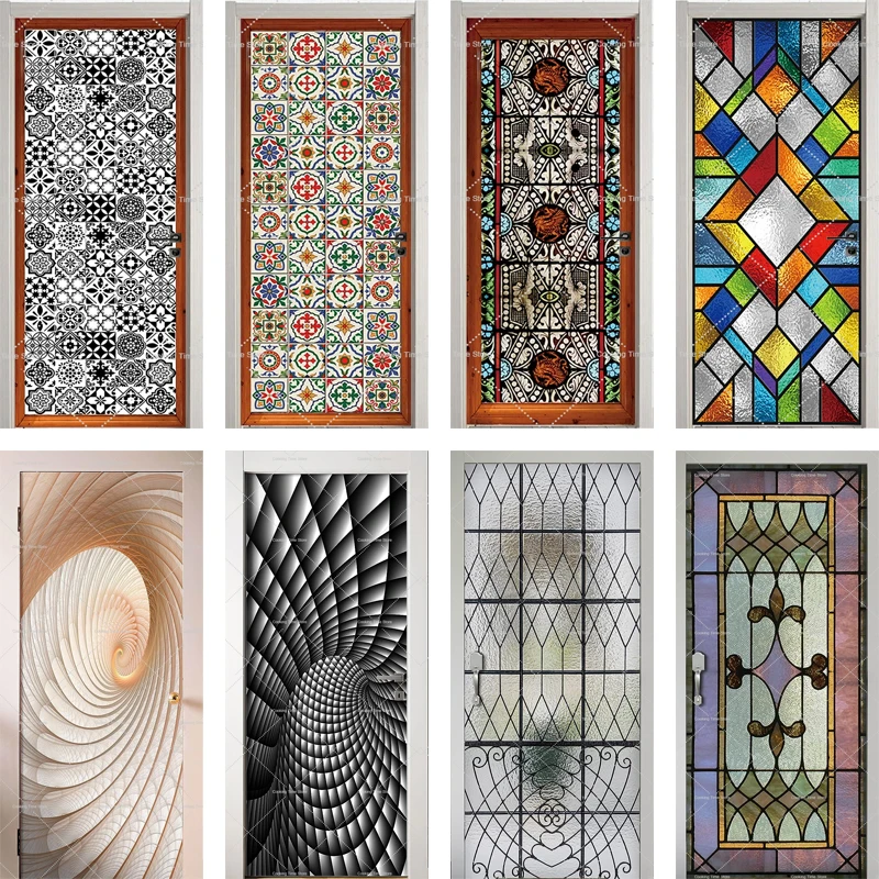 

Glass Light Theme Door Stickers Removable Peel and Stick Murals Stickers for Living Room Kitchen Decorative Wallpaper Art Poster