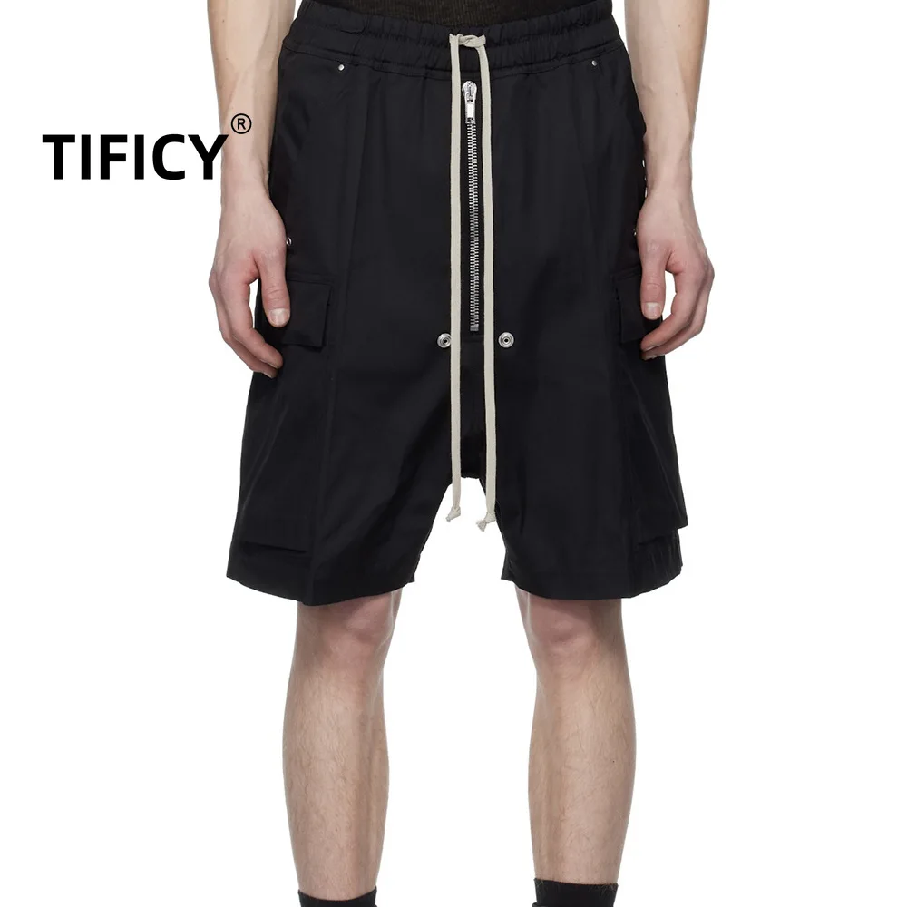 

High Street RO Style Shorts Men's Nylon Multi Pocket Solid Color Loose Casual Workwear Drawstring Casual Loose Shorts
