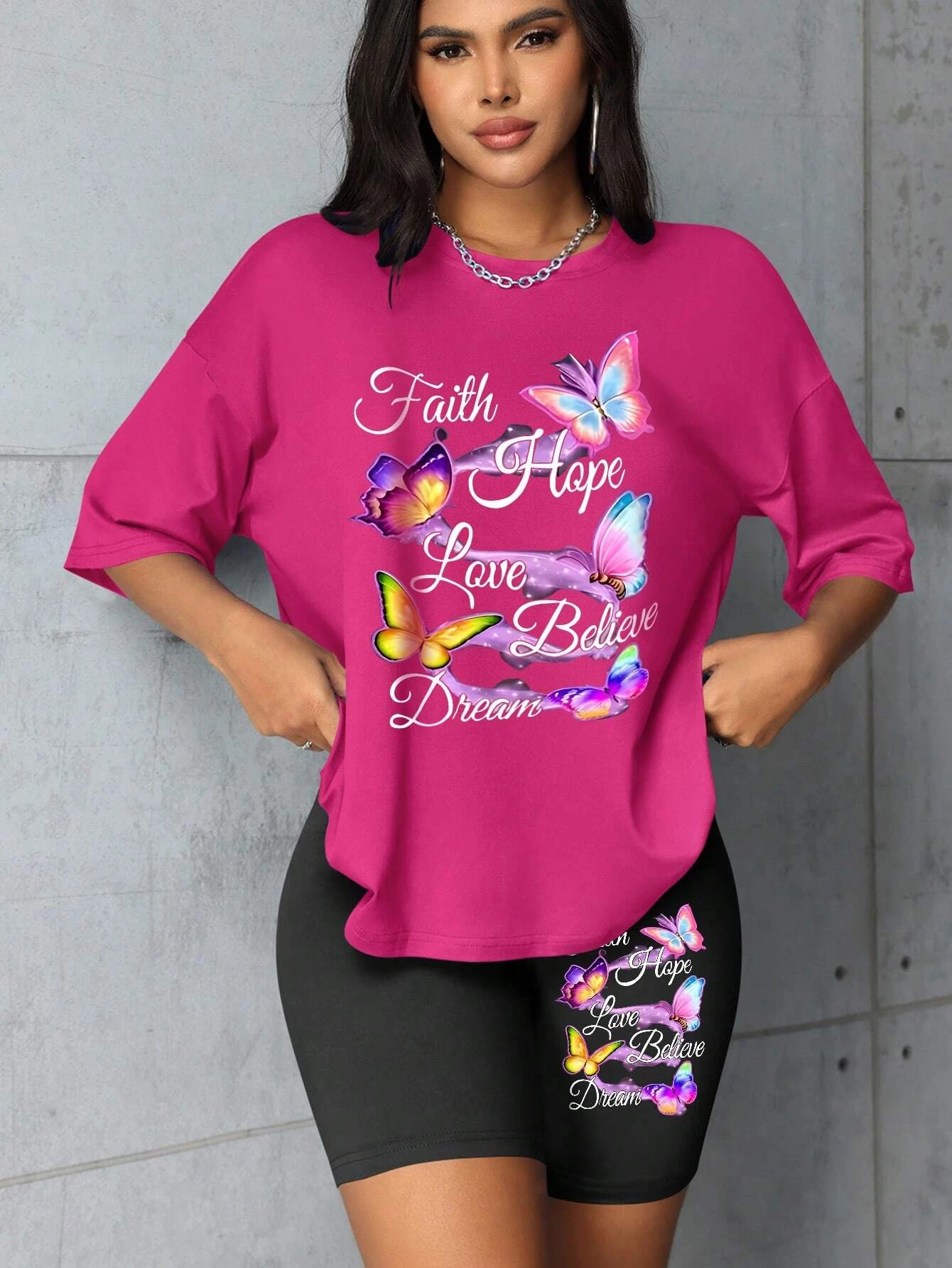 

Colorful Butterflies Print Women T Shirts Two Piece Set Fashion Casual Short Sets Breathable Summer Soft Shirt Shorts Female