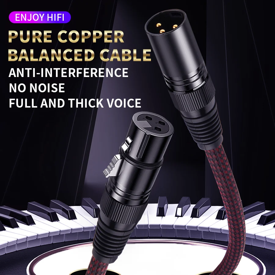 QINCROWN HIFI XlR Balanced Cable pure copper Male to Female Audio Cable Speaker microphone amplifier Sound card Audio interface