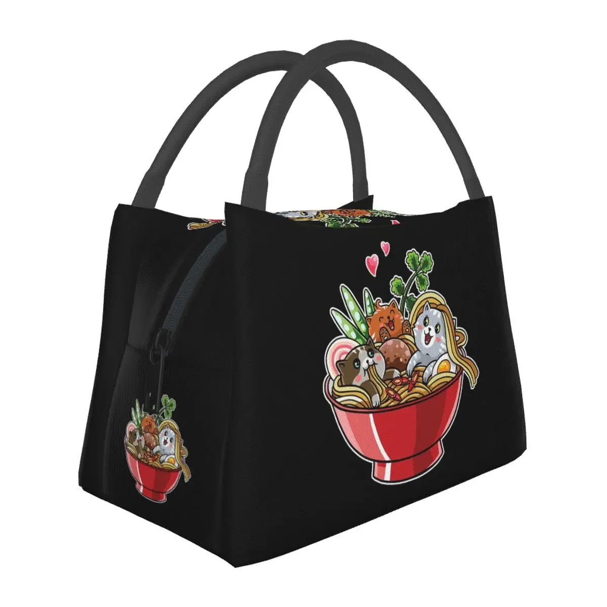 Ramen Noodles Cats Lunch Bags Insulated Bento Box Resuable Lunch Tote Picnic Bags Cooler Thermal Bag for Woman Children Travel