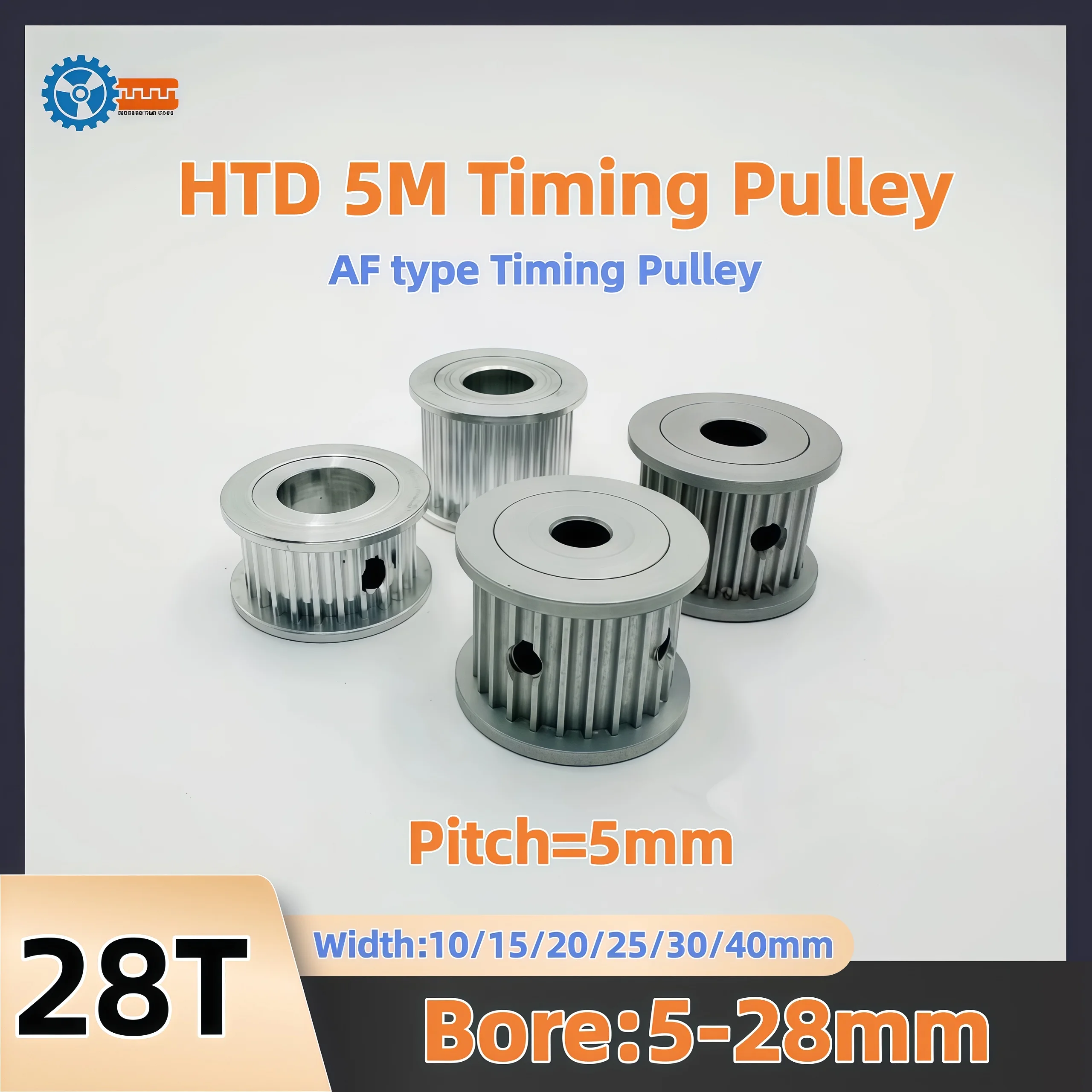 

HTD 5M 28 Teeth Synchronous Timing Pulley Bore 5mm to 28mm for 10mm 15mm 20mm 25mm 30mm 40mm Width Belt Applicable to CNC