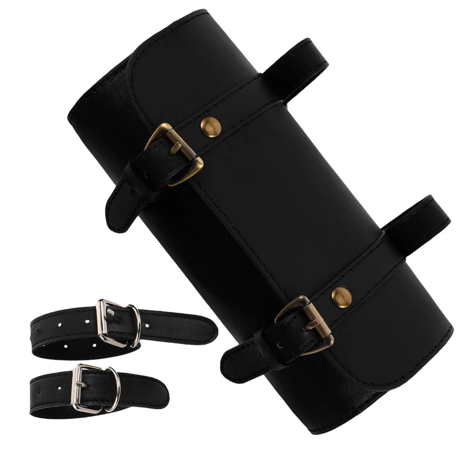 Vintage Motorcycle Side Bag Retro Hard Shell PU Saddlebag Universal Handlebar Mount for Electric Scooter Cruiser Bike Commuter
