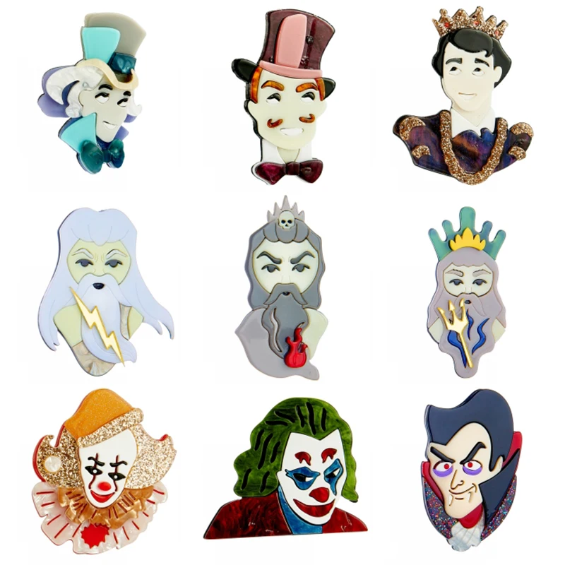 

YAOLOGE New Trendy Cartoon Clown Gentleman Acrylic Brooches For Men Kids Lovely Figure Badge Lapel Pins Fashion Office Jewelry