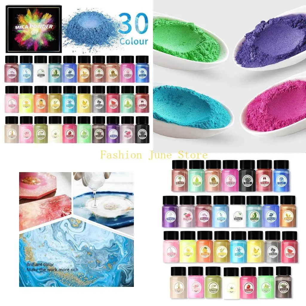 

N5KA Набор из 30 красочных красителей из эпоксидной смолы, набор перламутровых бутылочек с порошком, эпоксидный краситель, для