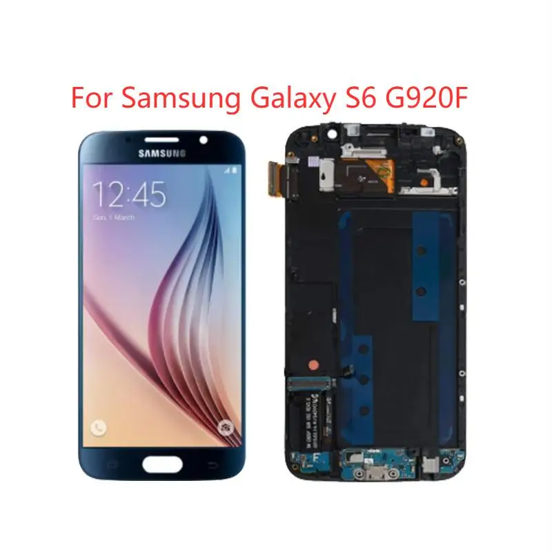 Original 5.1  Super AMOLED LCD For Samsung Galaxy S6 Display With Frame S6 SM-G920F LCD Touch Screen Panel Digitizer Assembly