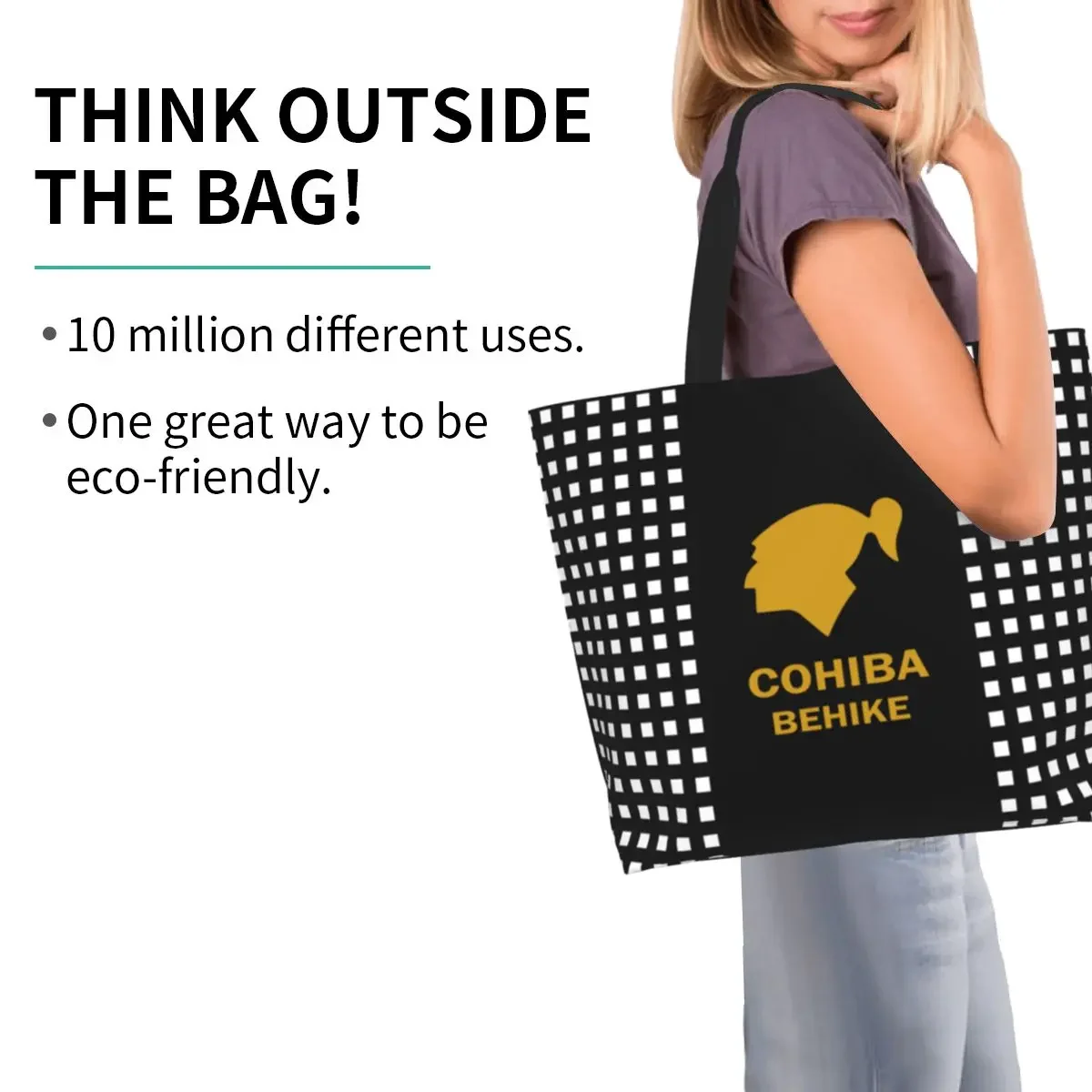 Cute Print Cuban Cohiba Cigars Shopping Tote Bag Portable Canvas Shoulder Shopper Handbag