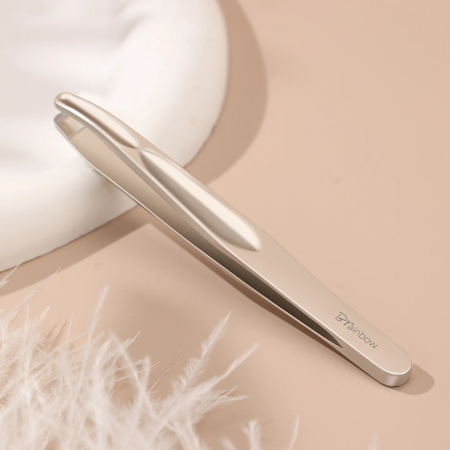 Brainbow Professional Tweezers for Plucking Beards Rounded Tip for Safe Grooming Premium 410 Stainless Steel
