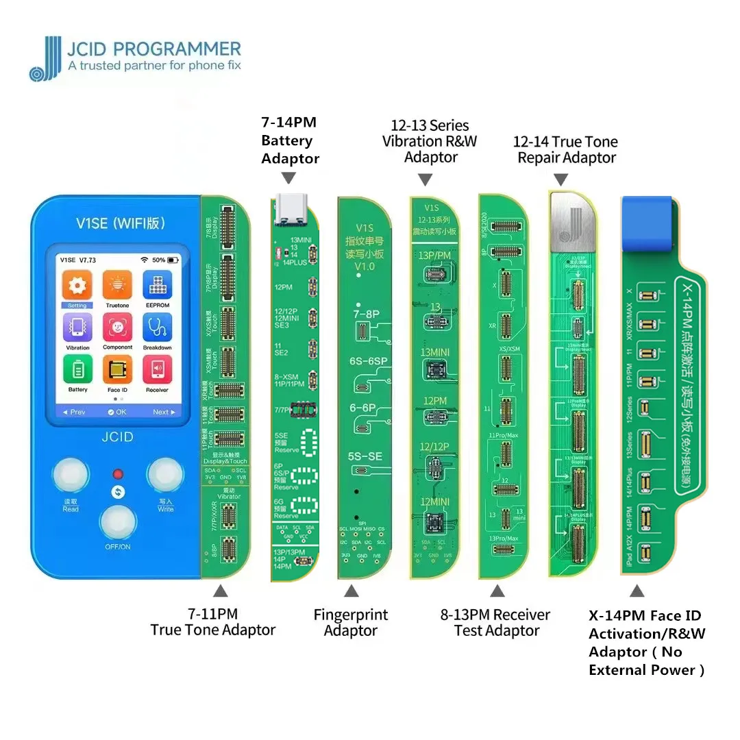 JC V1SE Programmer for Phone 8 X 11 12 13 14  15 Photosensitive Original Color Dot Matrix Touch Shock Battery Fingerprint Repair