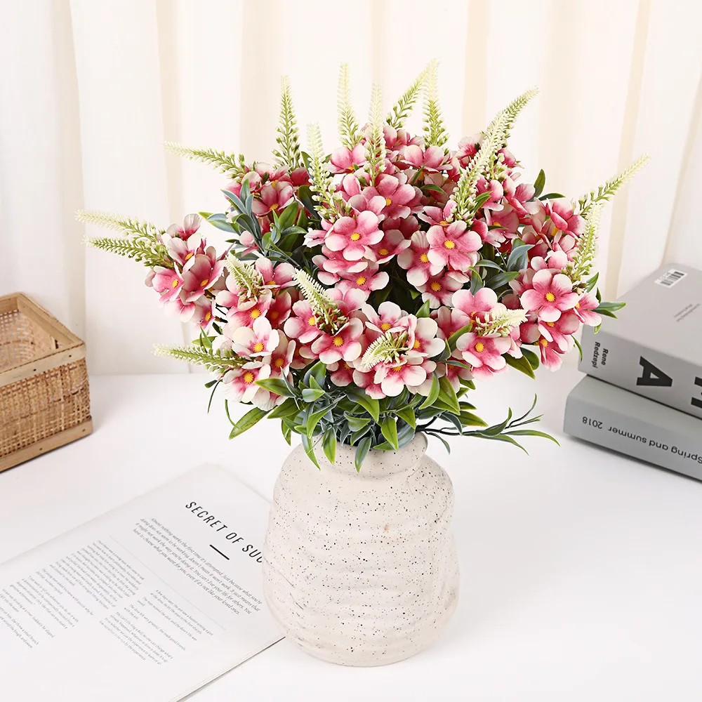 5pcs/bunch Simulation Artificial Peach Blossoms Wedding Party Dining Table Flower Arrangements Outdoor Garden Yard Home Decor