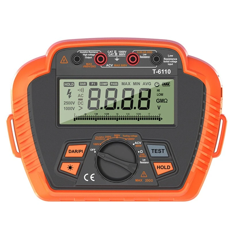 

T-6110/T-6125 Тестер сопротивления изоляции Интеллектуальный измеритель сопротивления обнаружения Прибор для обнаружения линии корпуса с защитой от падения