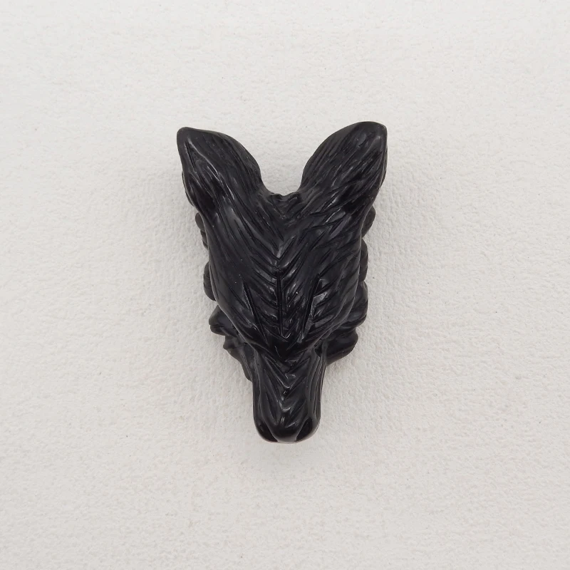 Hot Natural Stone Obsidian Handmade Big Size Wolf Head Fashion Pendant Bead Necklace Accessories 67x43x25mm 63.2g