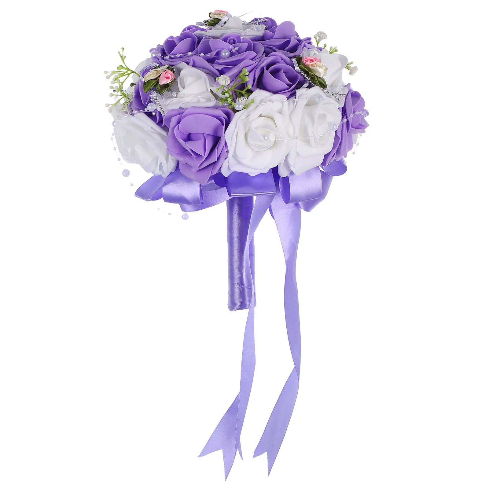 

Wedding Bouquet Royal Purple Bouquets Small Bride Decor Maid Honor Items for Lilac to Girls Bridesmaid Dark Mini Flower