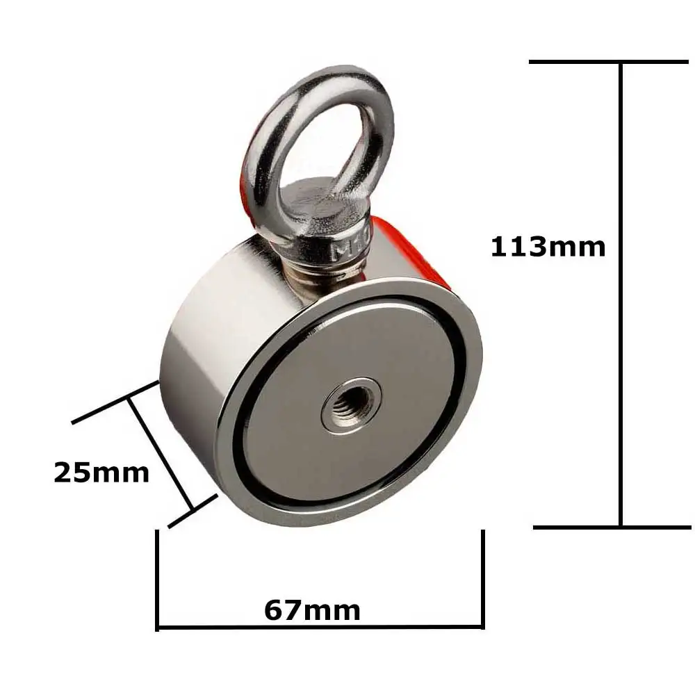 180KGX2 Powerful Double Side Search Magnet 15M Rope Strong Salvage Fishing Magnetic Detect Lift Holder