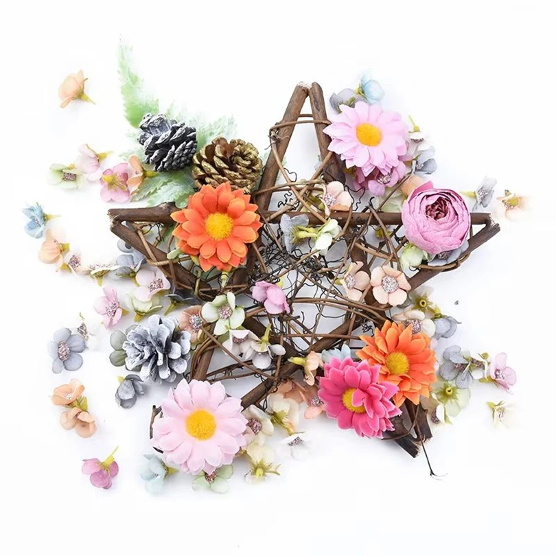 

Wedding Decorative Flowers Needlework Star Christmas Party Ornament Rattan Garland Door Hanging Diy Gift Box Home Decor Hotsale
