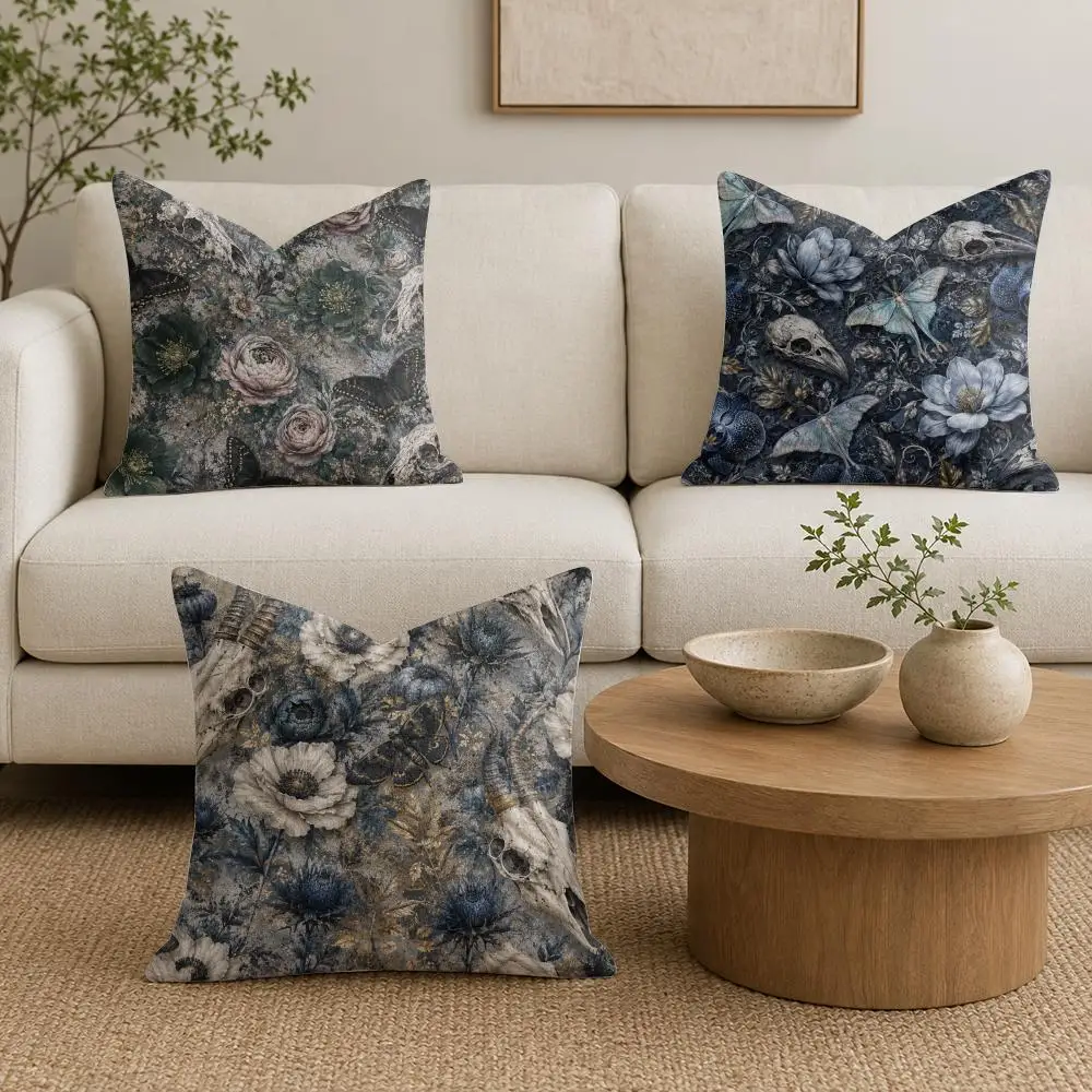 Gothic Beast Skull Cushion Cover Soft Plush Throw Pillow Cushion Cover｜Double-Sided Printed Pillow Case for Sofa Home Decor