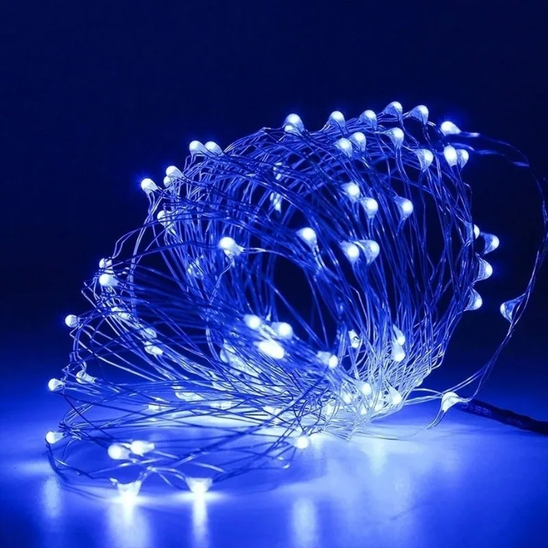 Tira de luces LED de alambre de cobre, 1 piezas, 1M, 3M, hadas para guirnalda de árbol de Navidad, decoración de fiesta de boda, Natal