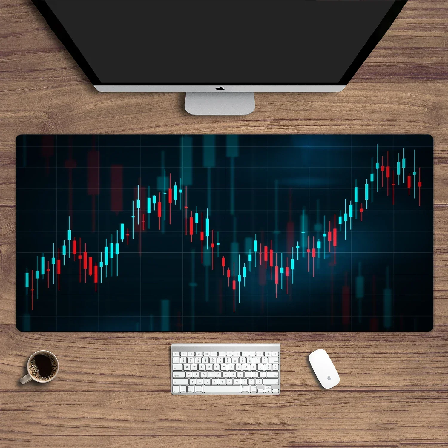 Stock market chart pattern mouse pad XXL Locking Edge Table Keyboard Non-Slip Mausepad Computer Accessories Desk Mat 900X400 Rug