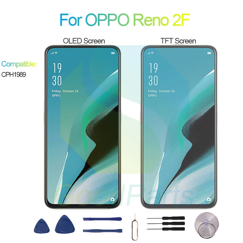 For OPPO Reno 2F Screen Display Replacement 2400*1080 CPH1989 Reno 2F LCD Touch Digitizer Assembly