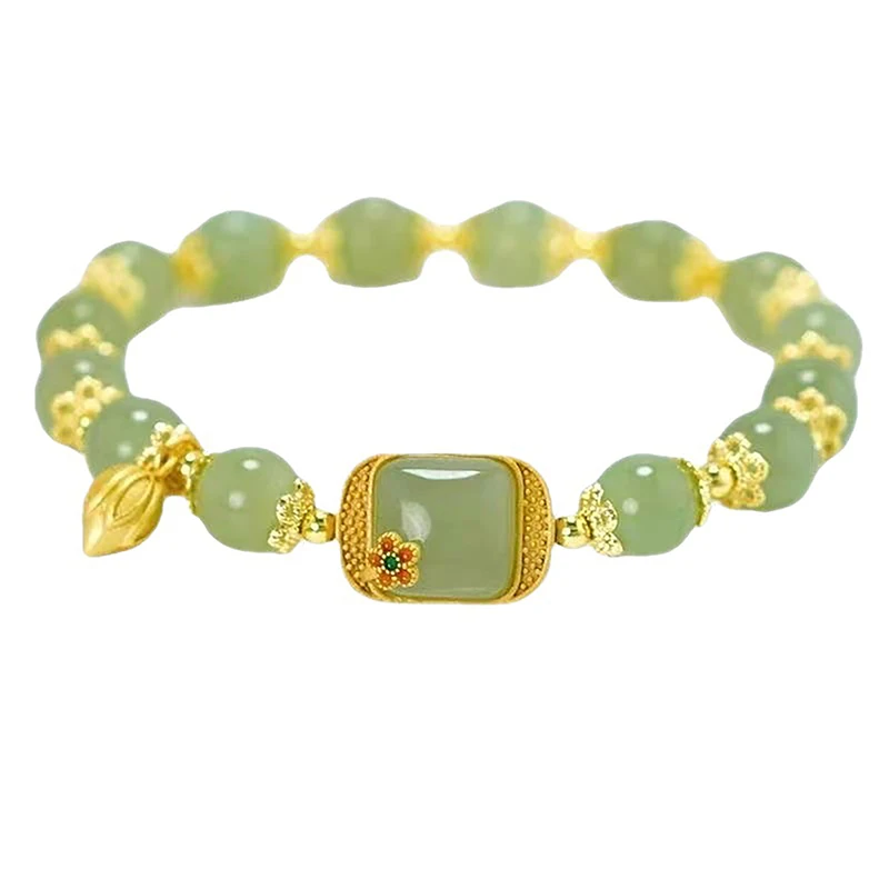 Chinese Style Imitating Square Sugar Lotus Beaded Bracelet High-End Generous Light Luxury Lucky Jewelry Accessory