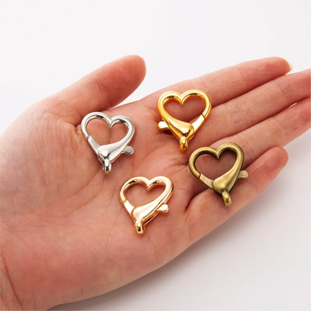 

10Pcs/Lot Metal Heart Gold Lobster Clasp Connectors Buckle For DIY Jewelry Materials Necklace Bracelet Handmade Accessories