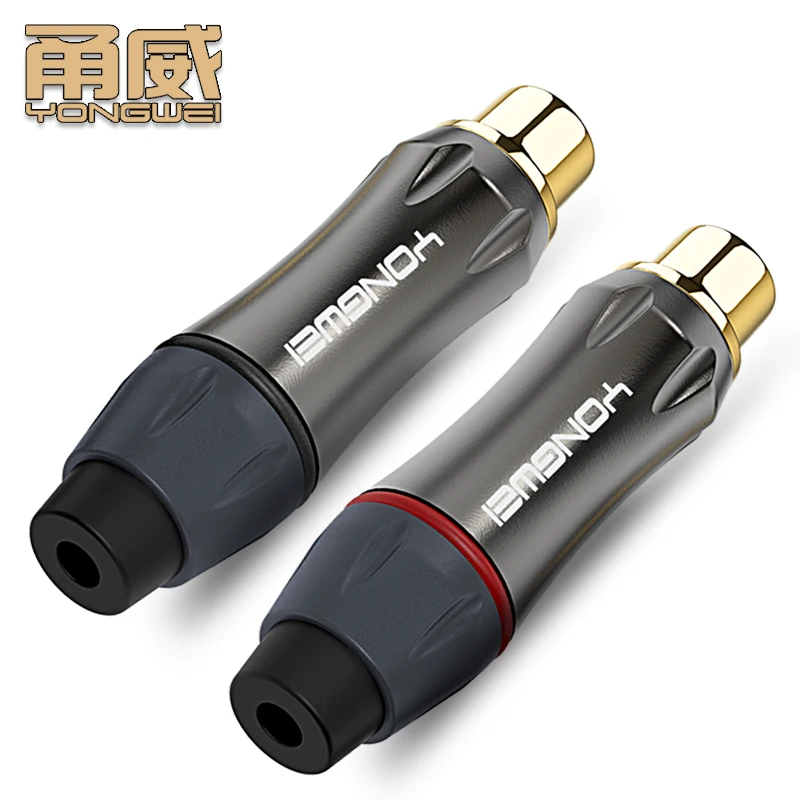 YONGWEI  AV red and white plum blossom 2-to-2 female with extension connection welded plug gold-plated RCA female audio JACK