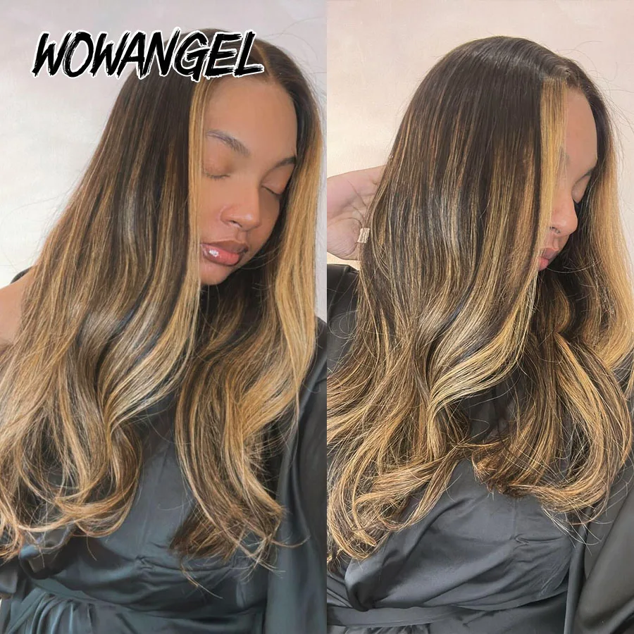 WOWANGEL Honigblonde Balayage Highlight Perücke Body Wave Echthaarperücken 5x5 HD Lace Glueless Perücken Vorbehandeltes brasilianisches Haar – Detail 6