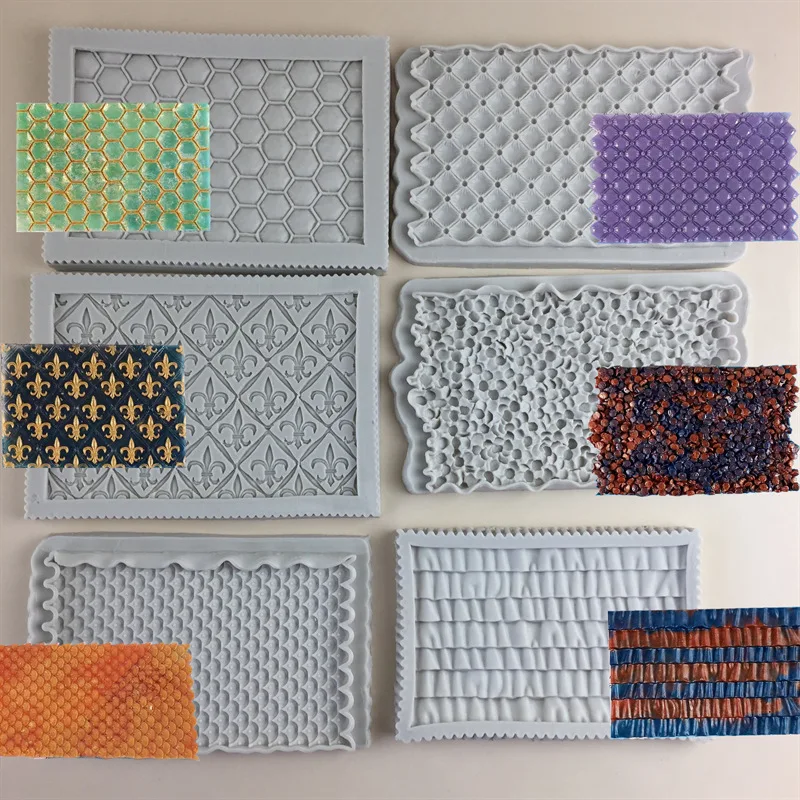 Moldes de silicona de tótem Retro, bricolaje, grano de piedra, escamas de pescado, panal, rombos, borde de rejilla, molde para hornear pasteles, moldes de resina epoxi