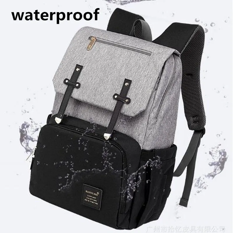 Mummy Diaper Bag Backpack Baby Stroller Bag Waterproof Oxford Handbag Nursing Nappy Bag Kits USB Rechargeable Holder