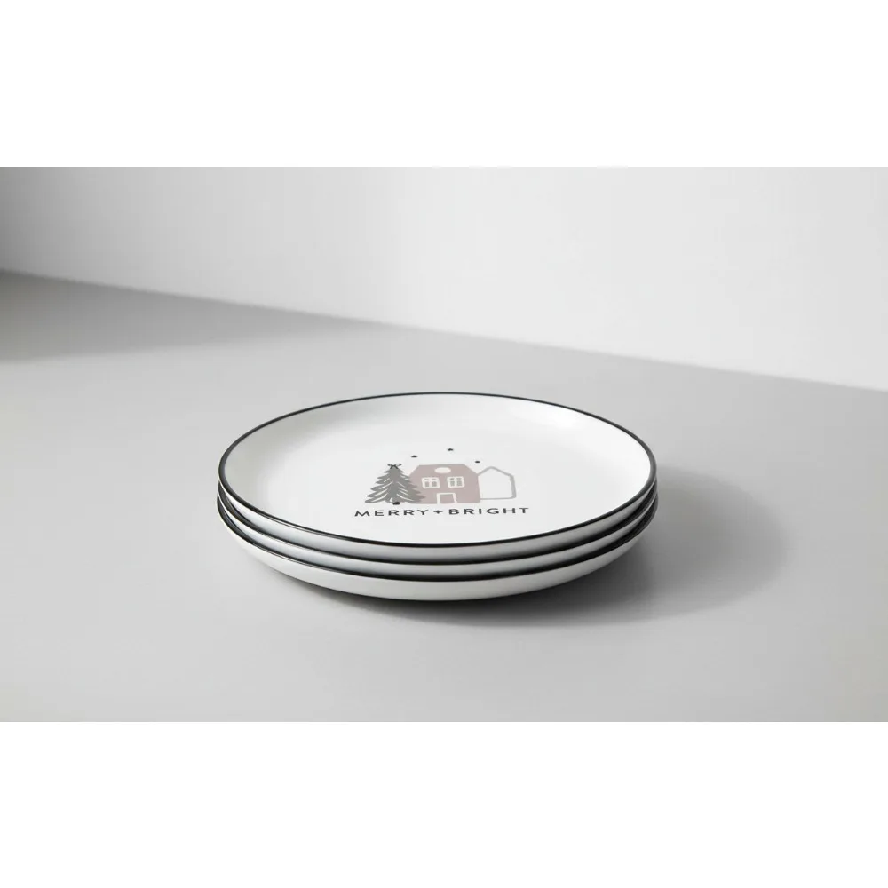 

Набор тарелок для рождественской закуски, белые керамические маленькие тарелки из 4 предметов, 5,25 дюйма, подарок госпожи праздничной вечеринки