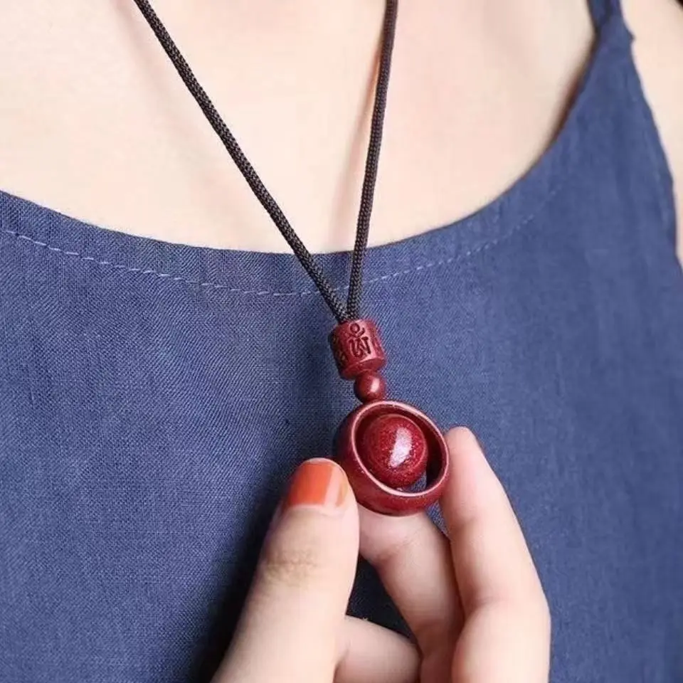 Cinnabar Authentic Transit Bead Pendant for Men and Women with High Content Purple Gold Sand Birthyear Necklace As A Couple Gift